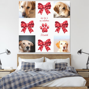 My Dog Is My Valentines Bow 4 Photos Canvas Print