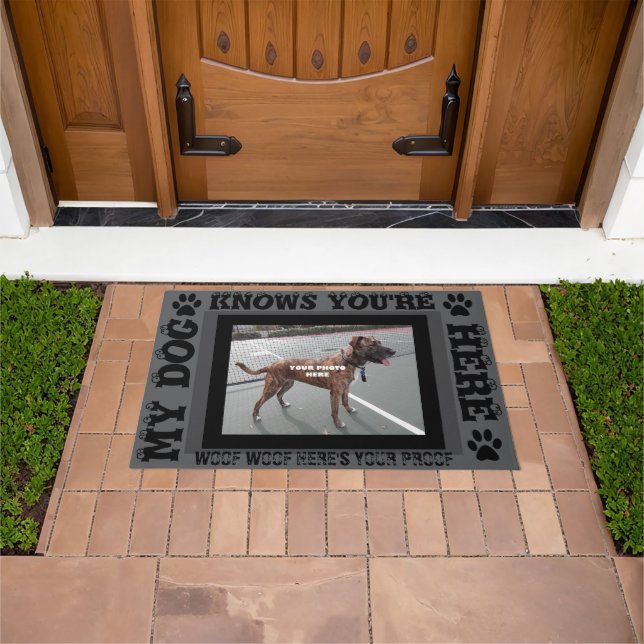 My Dog Knows You're Here Personalised Photo Doormat (Outdoor)
