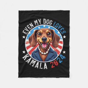 My Dog Loves Kamala 2024 Dachshund Lover Funny Fleece Blanket