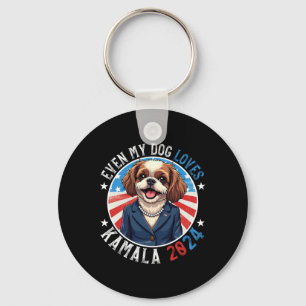 My Dog Loves Kamala 2024 Shih Tzu Lover Funny Camp Key Ring