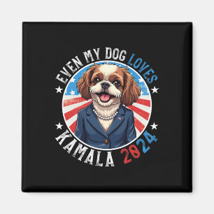 My Dog Loves Kamala 2024 Shih Tzu Lover Funny Camp Magnet