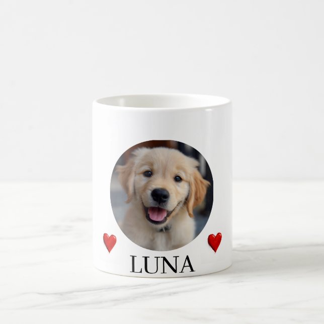 My Dog Personalized Photo & Name Mug with Hearts (Center)
