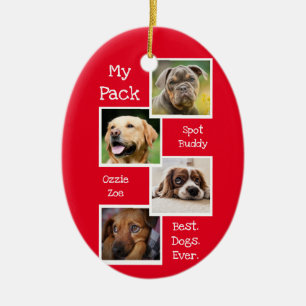 My Dog Photo Collage Best Dog Ever Custom Red Ceramic Tree Decoration