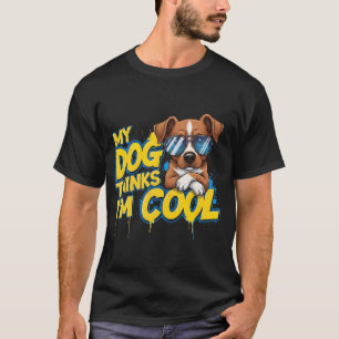 My Dog Thinks I'm Cool – Golden Retriever Cartoon  T-Shirt