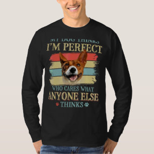 My Dog Thinks I'm Perfect Basenji Dog Retro Style T-Shirt
