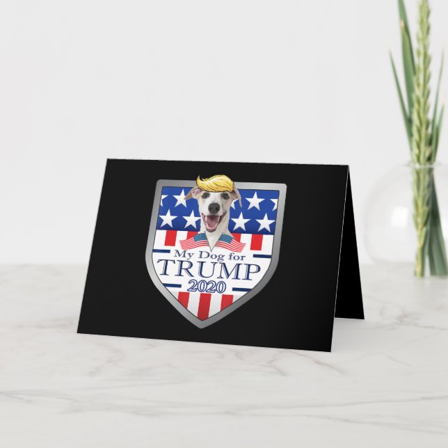 My Dog Trump 2020 Greyhound Wearing Glasses Holiday Card (Front)