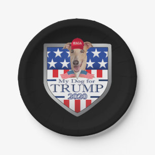 My Dog Trump 2020 Greyhound Wearing Glasses Paper Plate