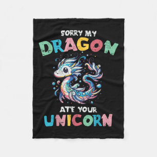 My Dragon Ate Your Unicorn Funny Fantasy Girls Kid Fleece Blanket
