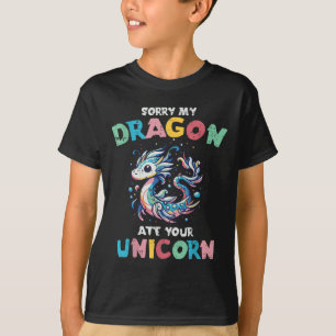 My Dragon Ate Your Unicorn Funny Fantasy Girls Kid T-Shirt