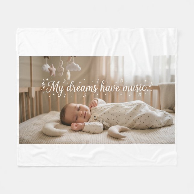 My Dreams Have Music Fleece Blanket (Front (Horizontal))