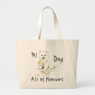 My Eskie Ate My Homework Large Tote Bag