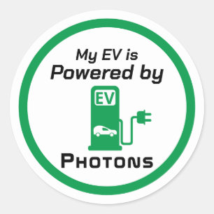 My EV is Powered by Photons Classic Round Sticker