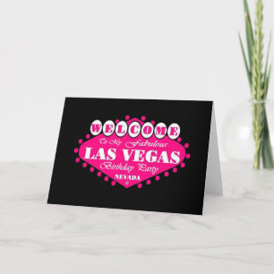 My Fabulous Las Vegas Birthday Party Card Pink