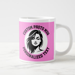 My Face on a CARNATION PINK Custom Large Coffee Mug