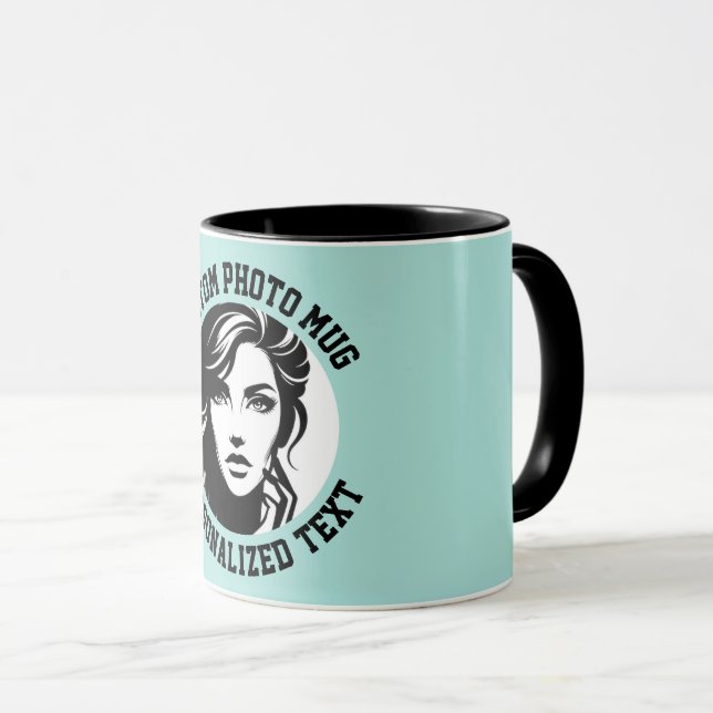 My Face on a Custom Combo Mug TURQUOISE GREEN (Front Right)