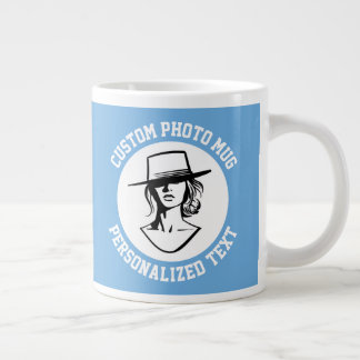 My Face on a POWDER BLUE Custom Large Coffee Mug