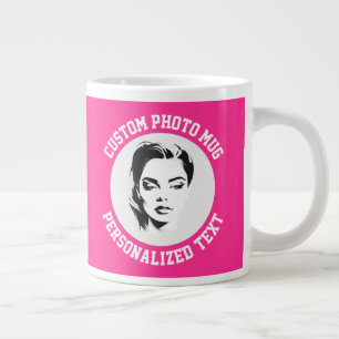 My Face on a STRAWBERRY PINK Custom Large Coffee Mug