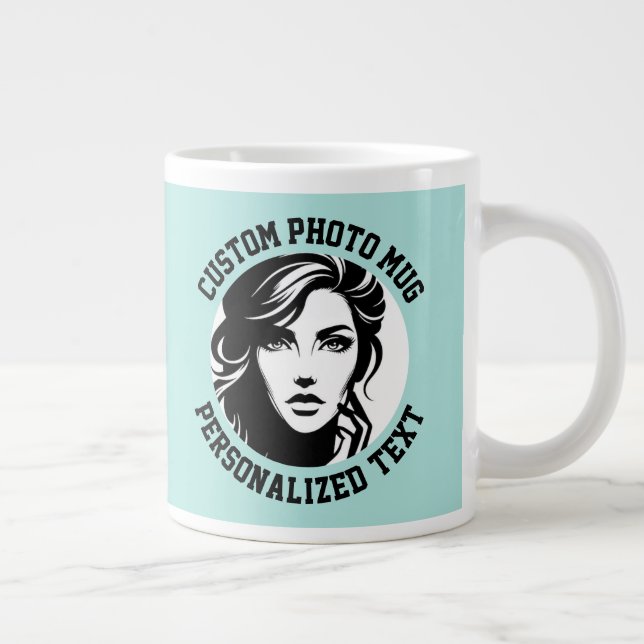 My Face on a TURQUOISE GREEN Custom Large Coffee Mug (Right)