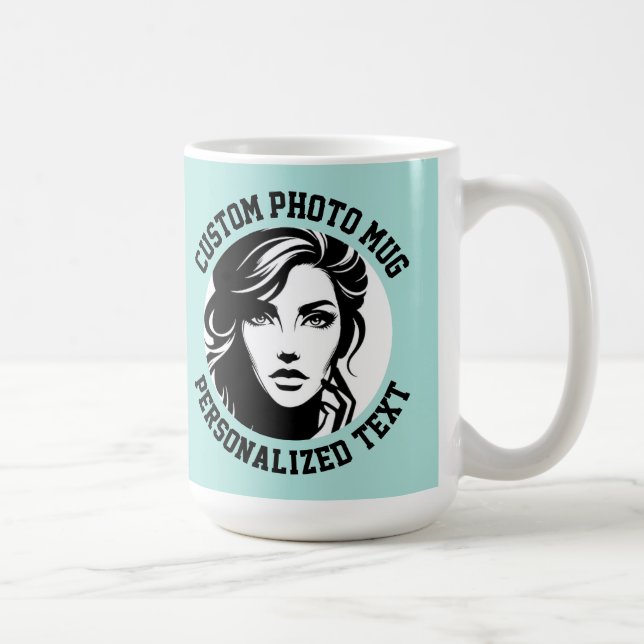 My Face on a TURQUOISE GREEN Large Custom Coffee Mug (Right)