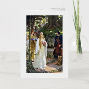 My Fair Lady, Edmund Leighton Art 1914 Vintage Foil Greeting Card