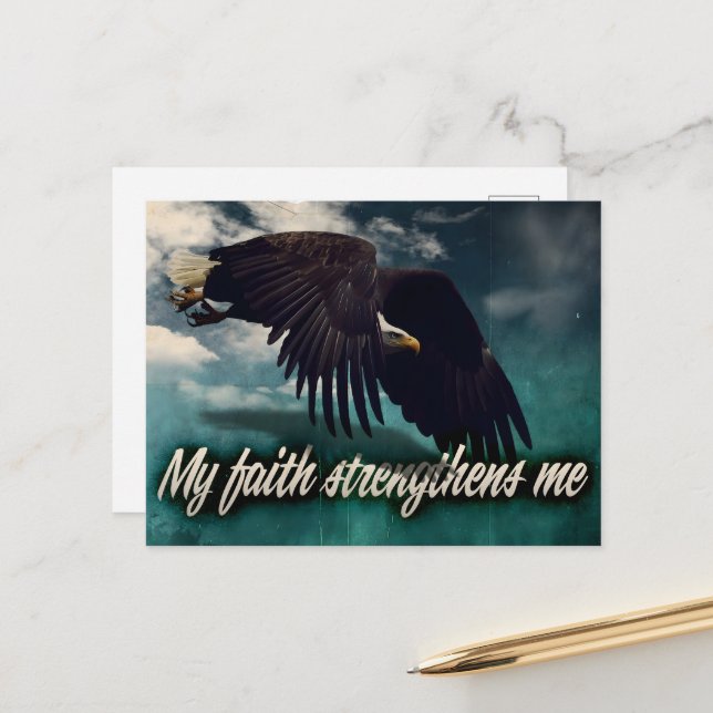 "My faith strengthens me" Motivation Affirmation Postcard (Front/Back In Situ)
