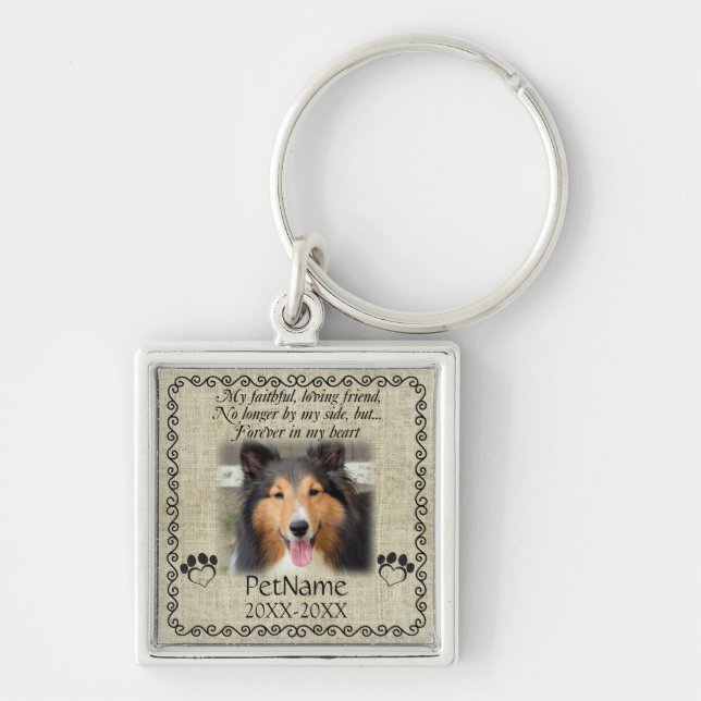 My Faithful Friend Pet Sympathy Custom Burlap Key Ring (Front)