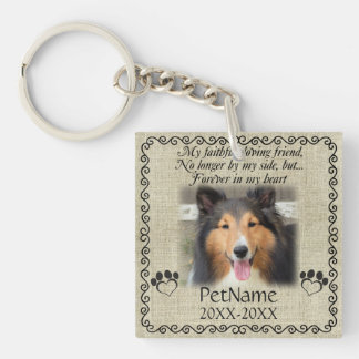 My Faithful Friend Pet Sympathy Custom Burlap Key Ring