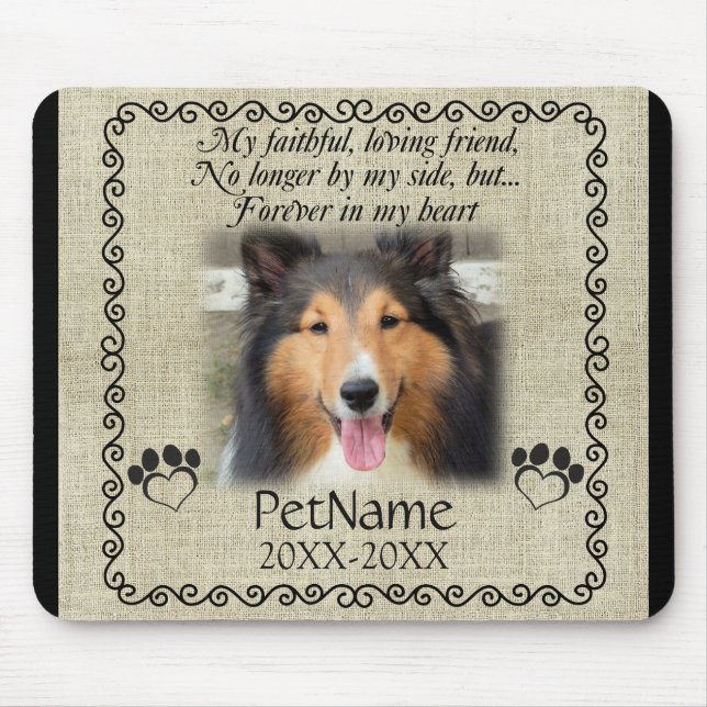 My Faithful Friend Pet Sympathy Custom Burlap Mouse Mat (Front)