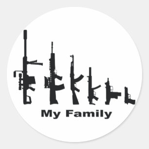My Family (I Love Guns) Classic Round Sticker