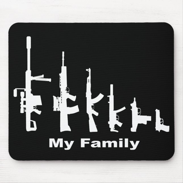 My Family (I Love Guns) Mouse Mat (Front)