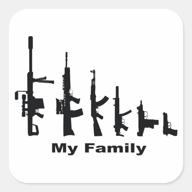 My Family (I Love Guns) Square Sticker (Front)
