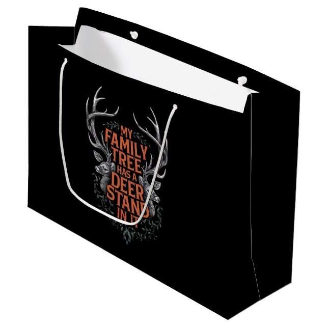 My Family Tree Has A Deer Stand In It Hunting Large Gift Bag (Front Angled)