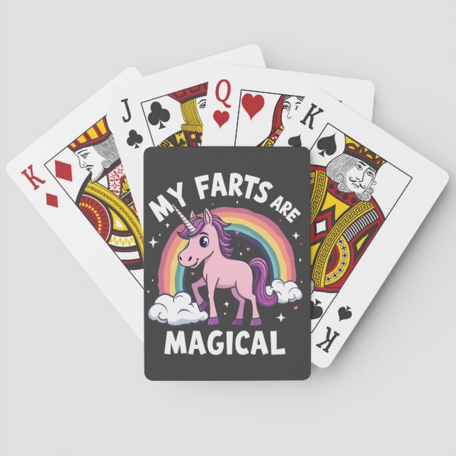 My Farts Are Magical Funny Unicorn Rainbow  Playing Cards (Back)