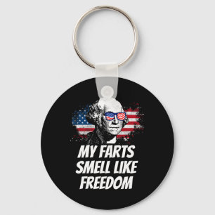My Farts Smell Like Freedom Funny July 4th George Key Ring