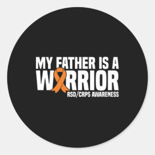 My Father Is A Warrior Orange Ribbon Rsdcrps Aware Classic Round Sticker