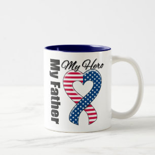 My Father My Hero Patriotic USA Ribbon Two-Tone Coffee Mug