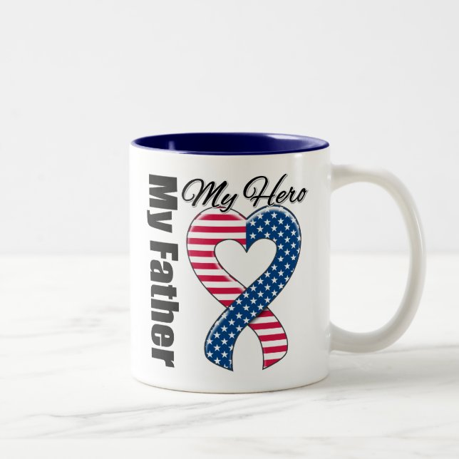 My Father My Hero Patriotic USA Ribbon Two-Tone Coffee Mug (Right)