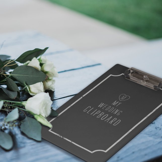 My Faux Chalkboard Wedding Shower Clipboard (Add your initial to the chalk heart. Perfect gift for the organized bride or wedding planner)