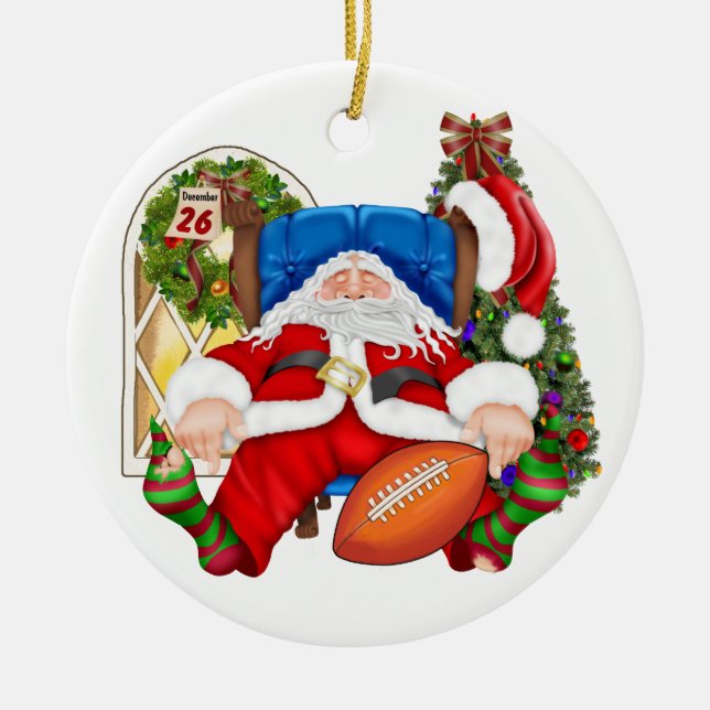 MY FAV! Football Santa - SRF Ceramic Tree Decoration (Front)