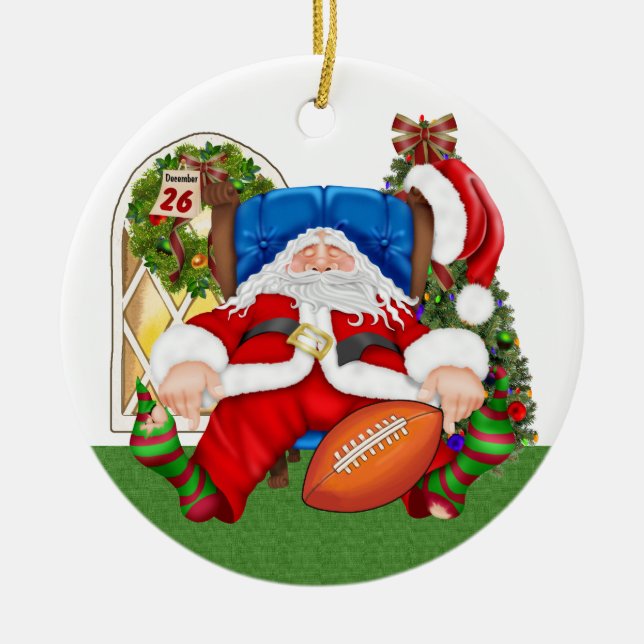 MY FAV!  Football Santa - SRF Ceramic Tree Decoration (Front)