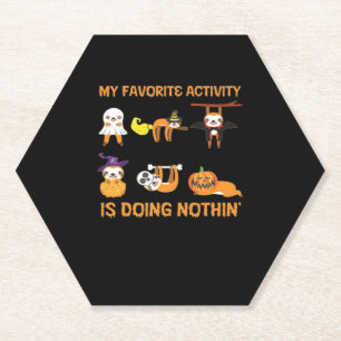 My Favorite Activity Is Doing Nothin' Retro Sloth  Paper Coaster