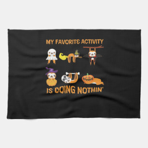 My Favorite Activity Is Doing Nothin' Retro Sloth  Tea Towel