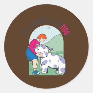 My Favorite Animool Cow Farming Agriculture Classic Round Sticker
