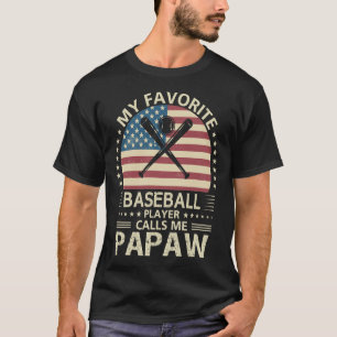 My Favorite Baseball Player Calls Me PAPAW US Flag T-Shirt