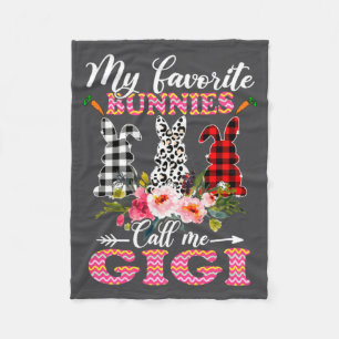 My Favorite Bunnies Call Me Gigi Easter Leopard _1 Fleece Blanket