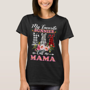 My Favorite Bunnies Call Me Mama Easter Leopard T-Shirt
