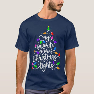 My Favorite Color Christmas Lights Vintage Xmas Tr T-Shirt