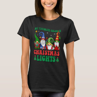 My Favorite Color Is Christmas Lights Gnome  Xmas  T-Shirt