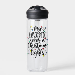 My Favorite Color is Christmas Lights Santa Claus Water Bottle