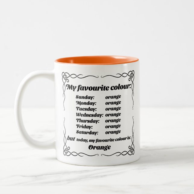 My favorite color is orange Two-Tone coffee mug (Left)